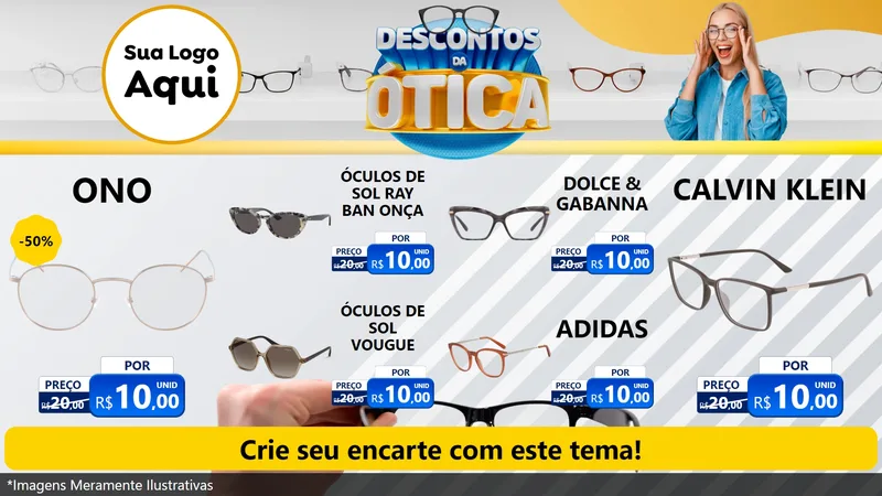 Modelo de TV para TV Horizontal com o tema Descontos da Ótica para Óticas