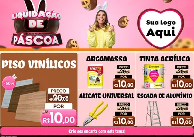 Modelo de Encarte para Encarte A4 Horizontal com o tema Liquidação de Páscoa para Material para Construção