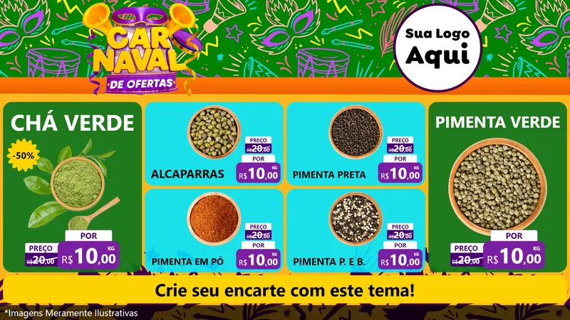 Modelo de TV para TV Horizontal com o tema Carnaval de Ofertas para Produtos Naturais