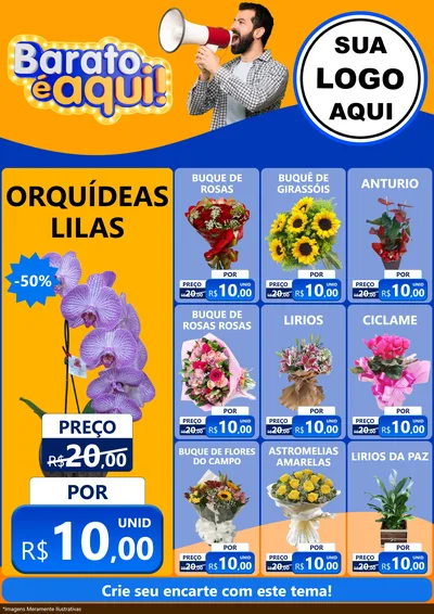 Modelo de Encarte para Encarte A4 Vertical com o tema Barato é aqui para Floricultura e jardim