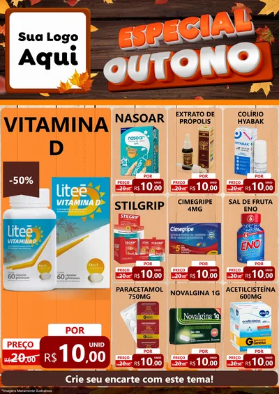 Modelo de Encarte para Encarte A4 Vertical com o tema Especial Outono para Farmácia