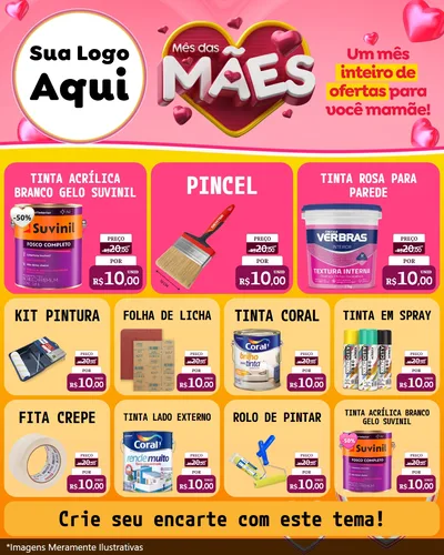 Modelo de Rede Social para Feed Instagram com o tema Mês das Mães para Tintas e Ferramentas