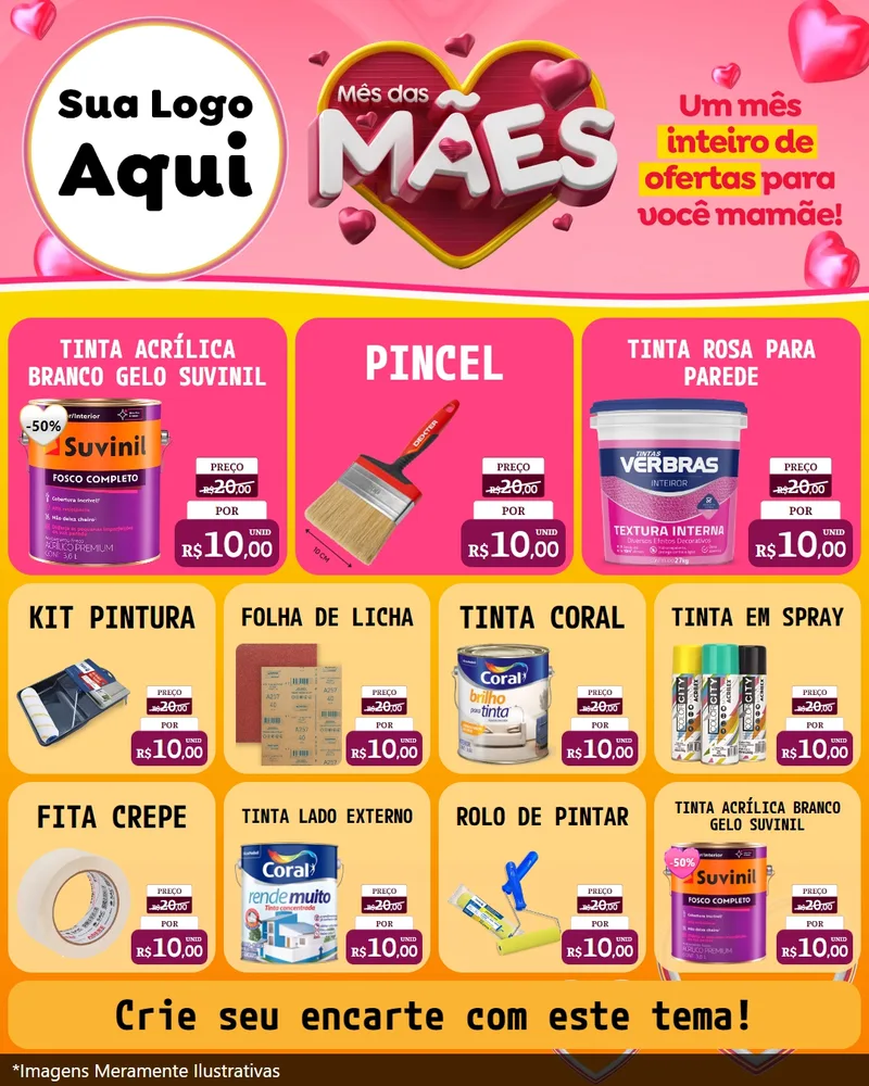 Modelo de Rede Social para Feed Instagram com o tema Mês das Mães para Tintas e Ferramentas