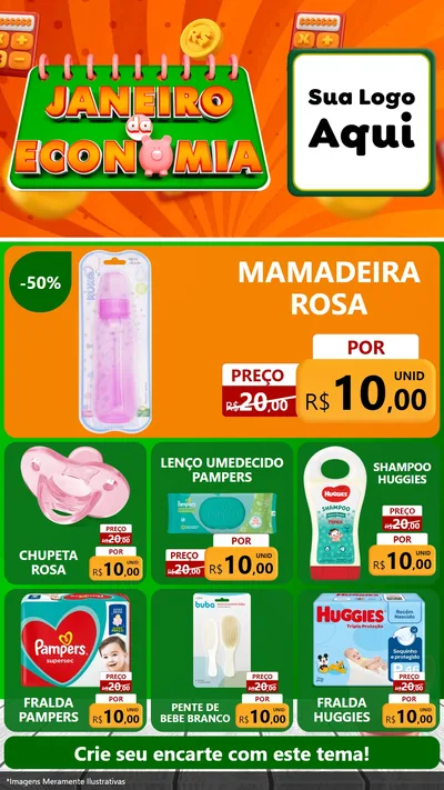 Modelo de Rede Social para Stories com o tema Janeiro da Economia para Bebês