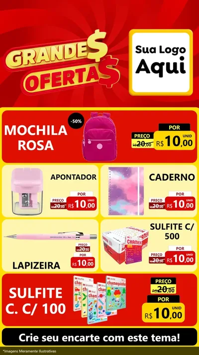 Modelo de TV para TV Vertical com o tema Grandes Ofertas para Papelaria