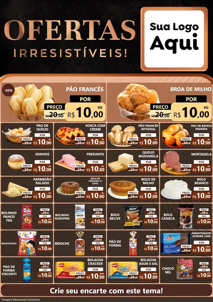 Modelo de Encarte para Encarte A4 Vertical com o tema Ofertas Irresistíveis! para Padaria