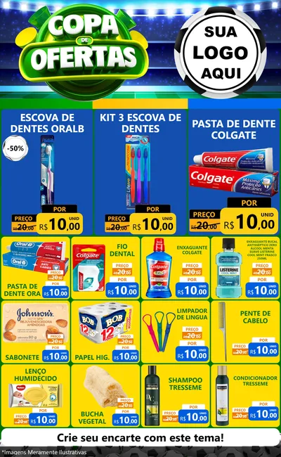 Modelo de Encarte para Encarte Grande com o tema Copa de Ofertas para Higiene Pessoal