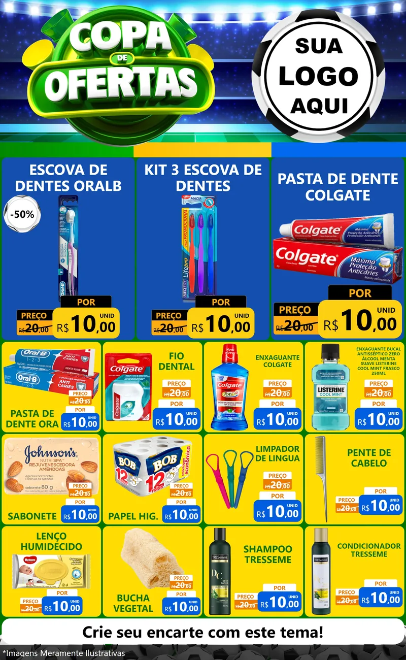 Modelo de Encarte para Encarte Grande com o tema Copa de Ofertas para Higiene Pessoal