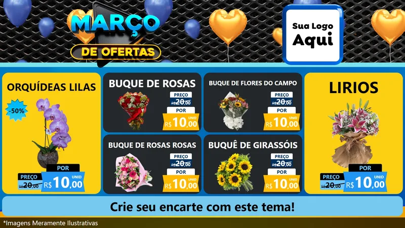 Modelo de TV para TV Horizontal com o tema Março de Ofertas para Floricultura e jardim