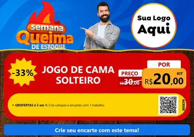 Modelo de Cartaz para Cartaz A4 Horizontal com o tema Semana Queima de Estoque para Cama, Mesa e Banho