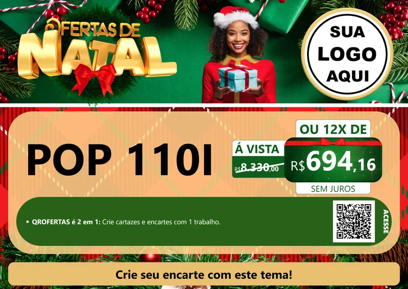 Modelo de Cartaz para Cartaz A4 Horizontal com o tema Ofertas de Natal para Concessionaria de Motos
