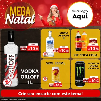 Modelo de Rede Social para Feed Facebook com o tema Mega Natal para Distribuidora de bebidas