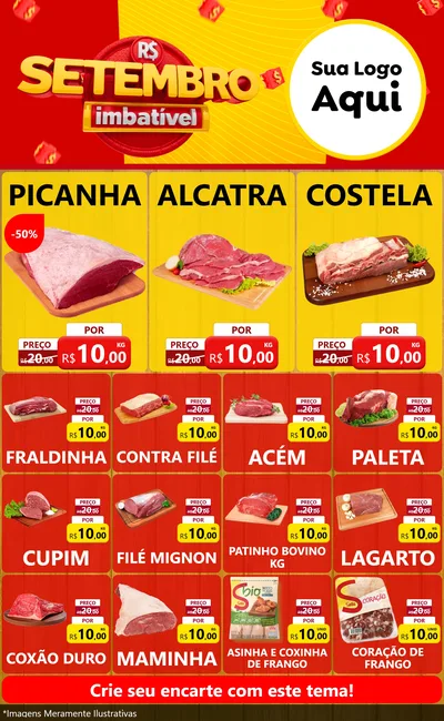 Modelo de Encarte para Encarte Grande com o tema Setembro Imbatível para Açougue