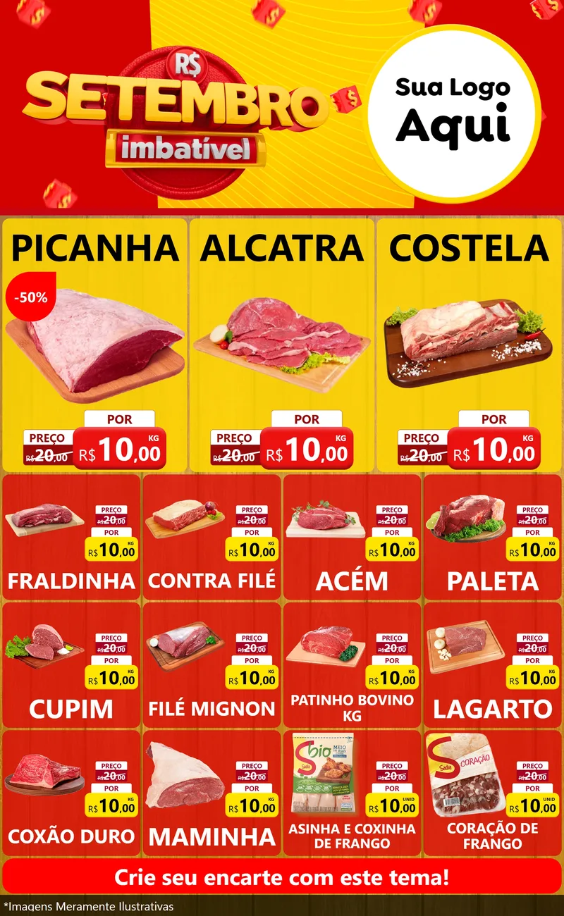 Modelo de Encarte para Encarte Grande com o tema Setembro Imbatível para Açougue