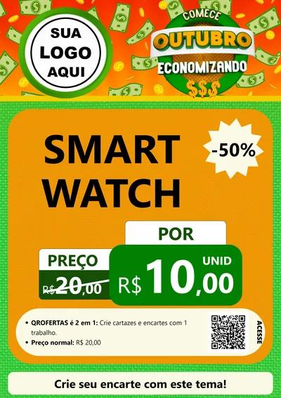Modelo de Cartaz para Cartaz A4 Vertical com o tema Comece Outubro Economizando para Informática