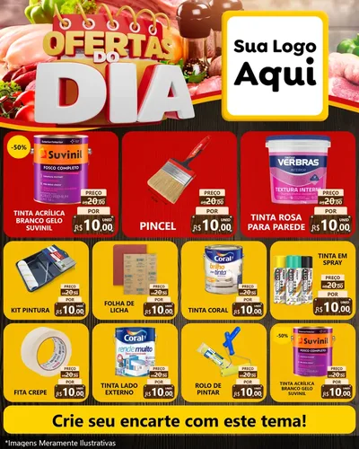Modelo de Rede Social para Feed Instagram com o tema Ofertas do Dia para Tintas e Ferramentas