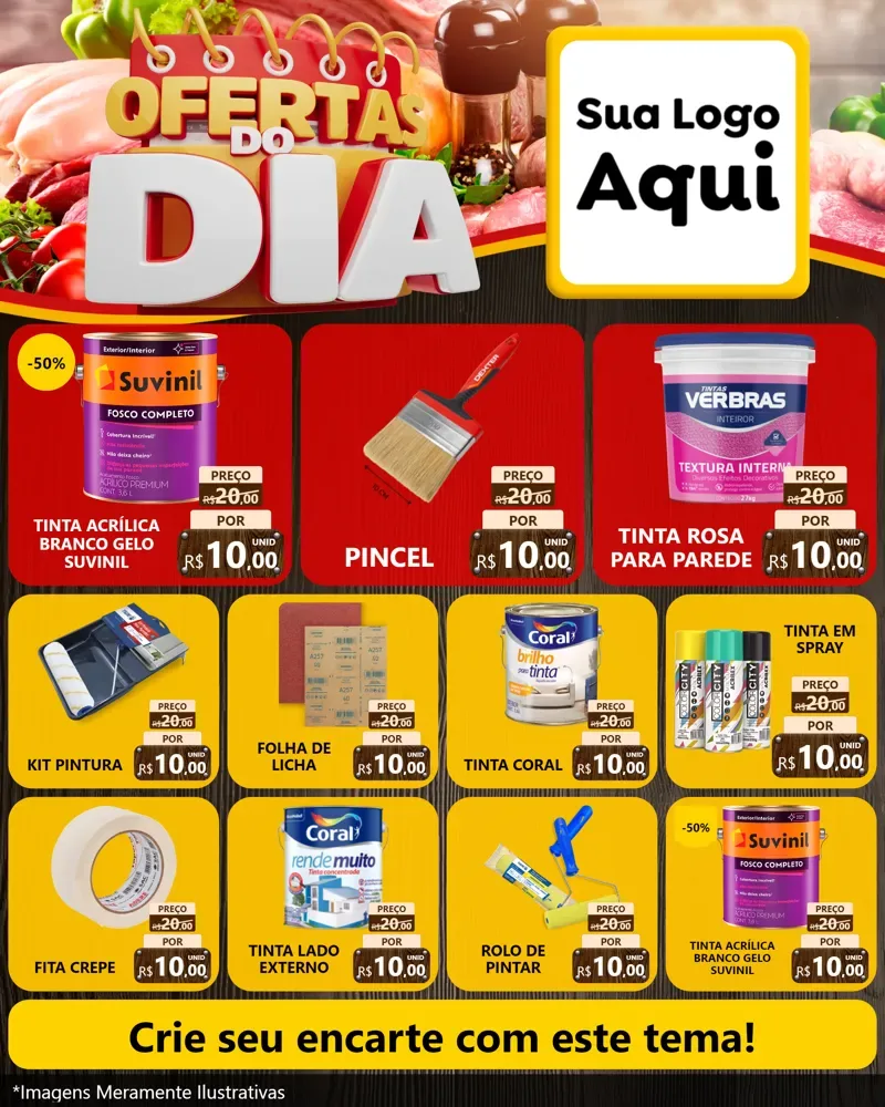 Modelo de Rede Social para Feed Instagram com o tema Ofertas do Dia para Tintas e Ferramentas