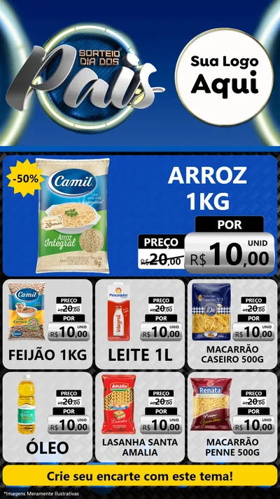Modelo de Rede Social para Stories com o tema Sorteio Dia Dos Pais para Supermercado