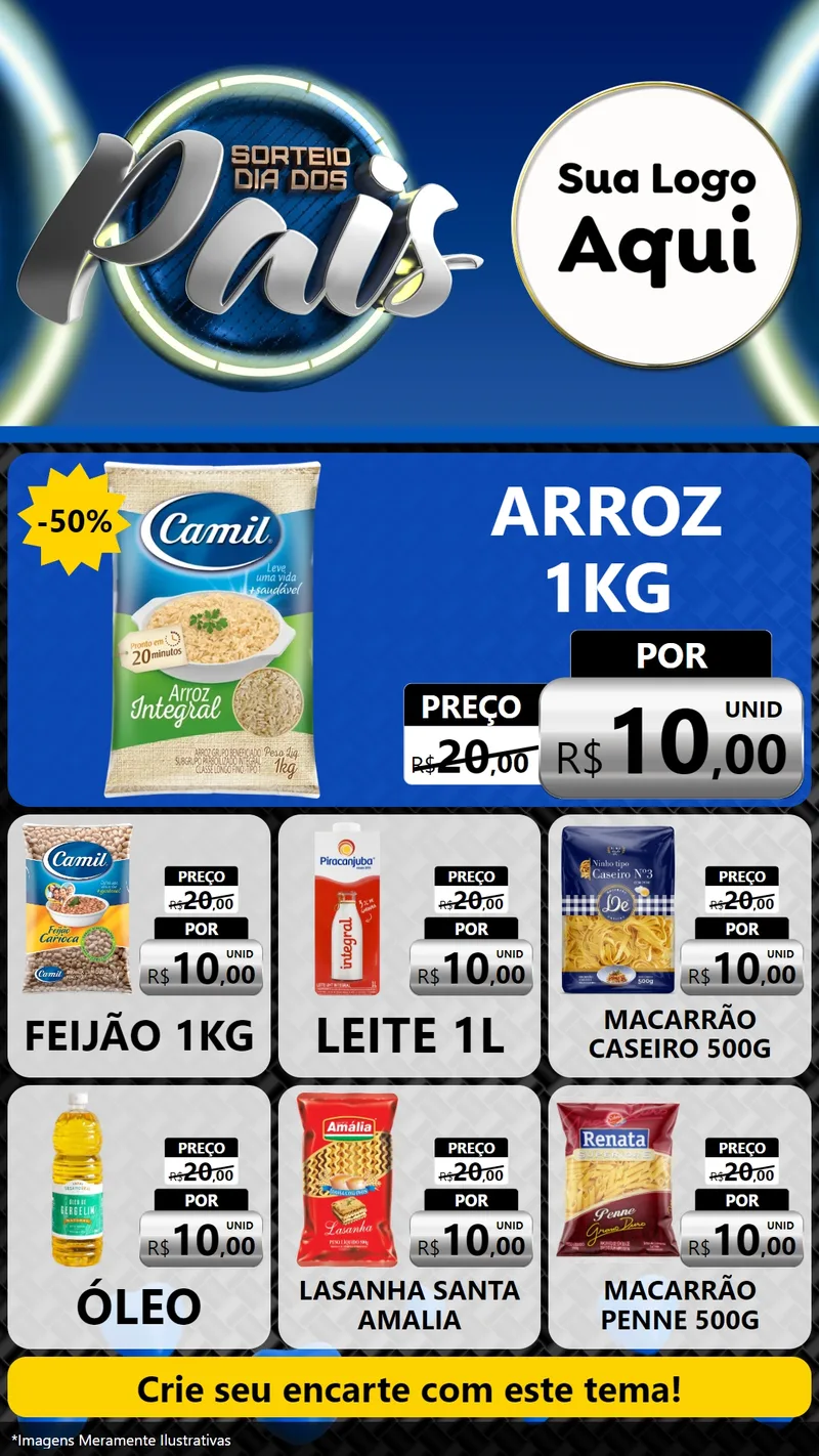 Modelo de Rede Social para Stories com o tema Sorteio Dia Dos Pais para Supermercado