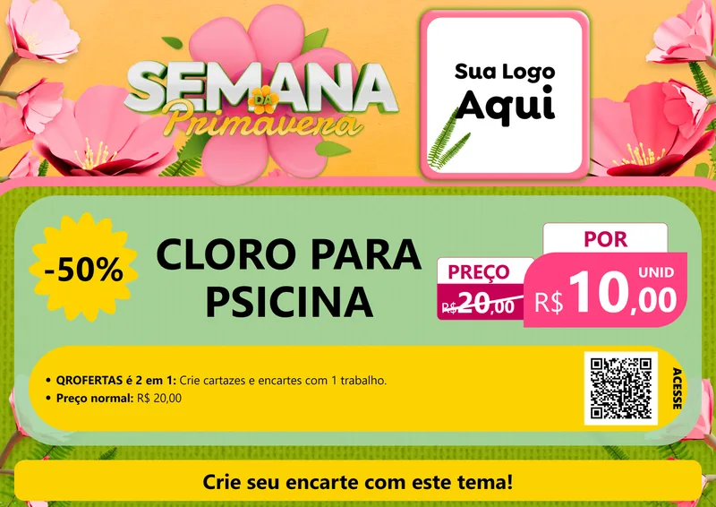 Modelo de Cartaz para Cartaz A4 Horizontal com o tema Semana da Primavera para Produtos para Piscina