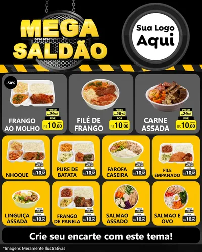 Modelo de Rede Social para Feed Instagram com o tema Mega Saldão para Restaurante