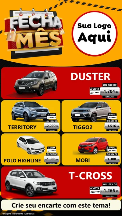 Modelo de TV para TV Vertical com o tema Fecha Mês para Concessionaria de Carros