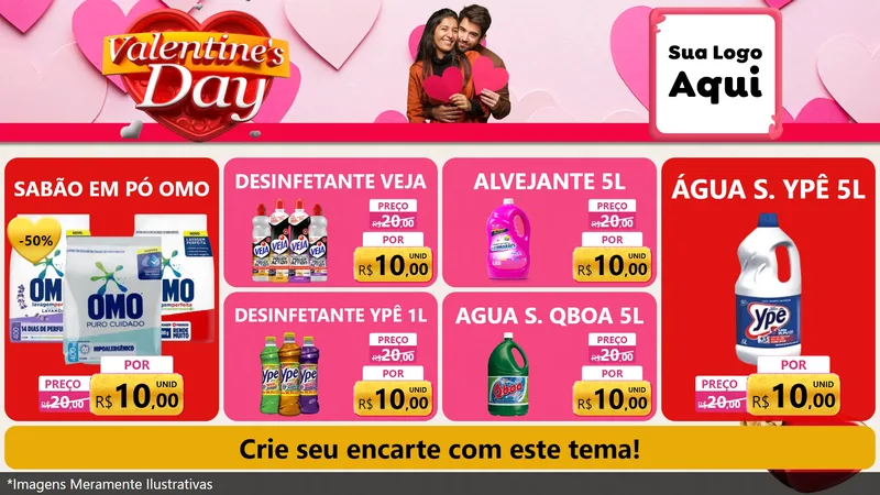 Modelo de TV para TV Horizontal com o tema Valentine's Day para Produtos de Limpeza
