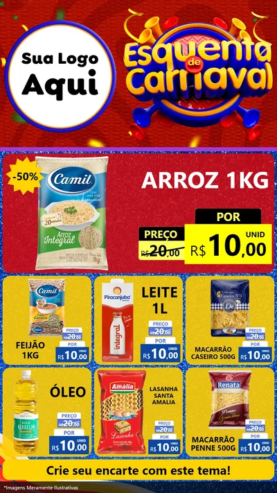 Modelo de Rede Social para Stories com o tema Esquenta de Carnaval para Supermercado