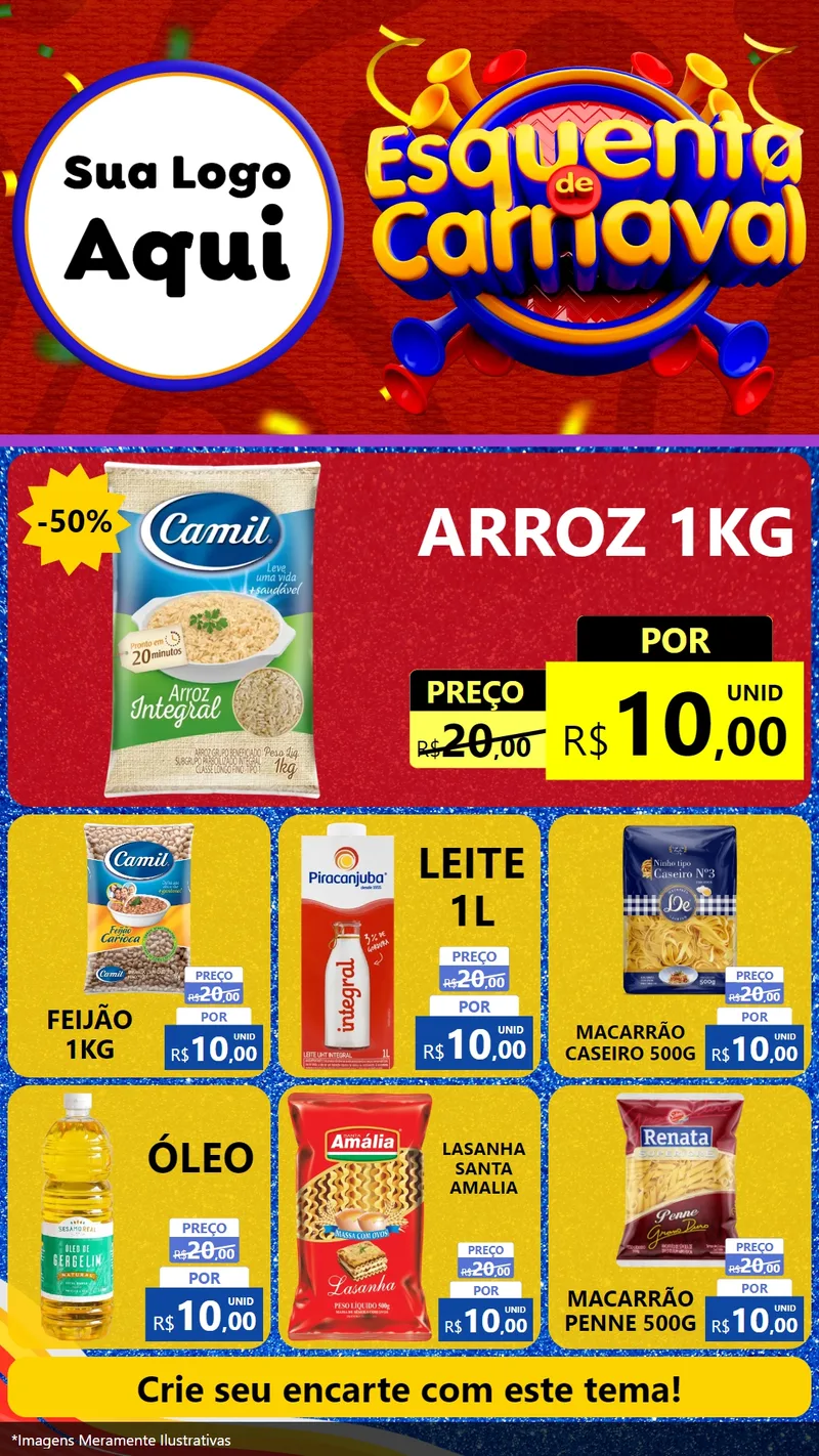 Modelo de Rede Social para Stories com o tema Esquenta de Carnaval para Supermercado