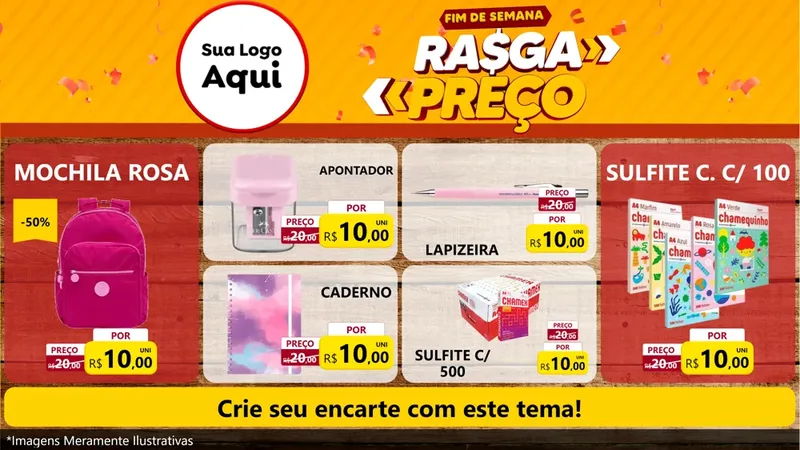 Modelo de TV para TV Horizontal com o tema Fim de Semana Rasga Preços para Papelaria