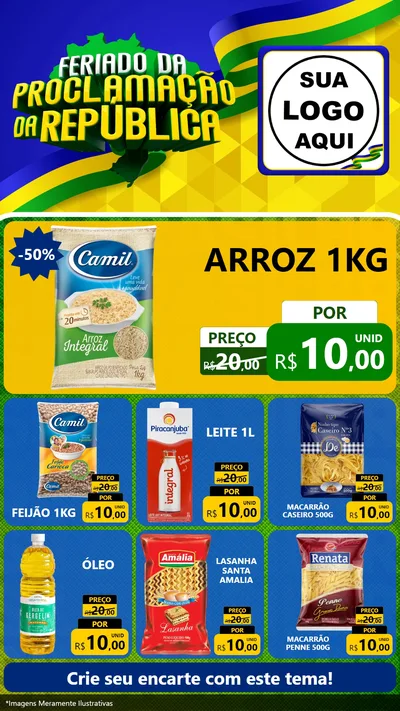 Modelo de Rede Social para Stories com o tema Feriado da Proclamação da República para Supermercado