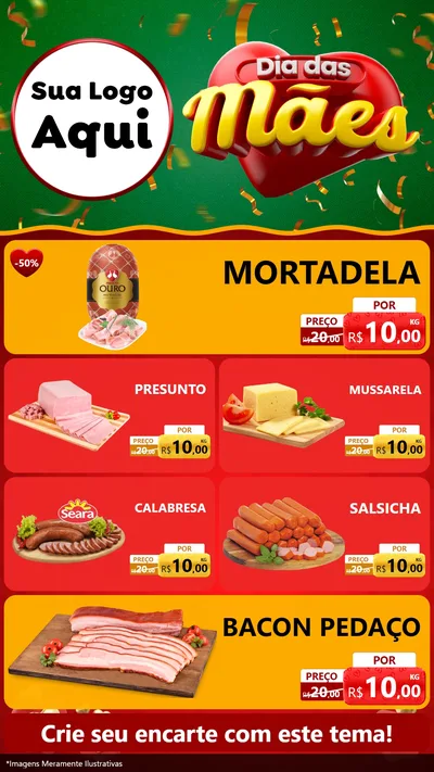Modelo de TV para TV Vertical com o tema Dia das Mães para Frios e Laticínios