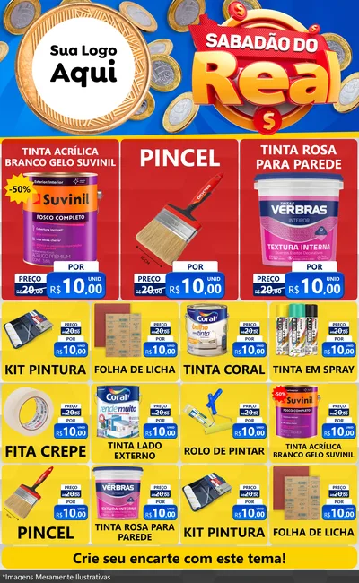 Modelo de Encarte para Encarte Grande com o tema Sabadão do Real para Tintas e Ferramentas