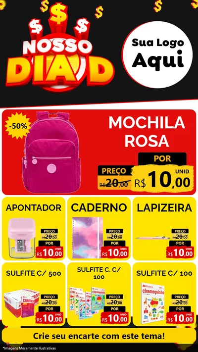 Modelo de Rede Social para Stories com o tema Nosso Dia D para Papelaria