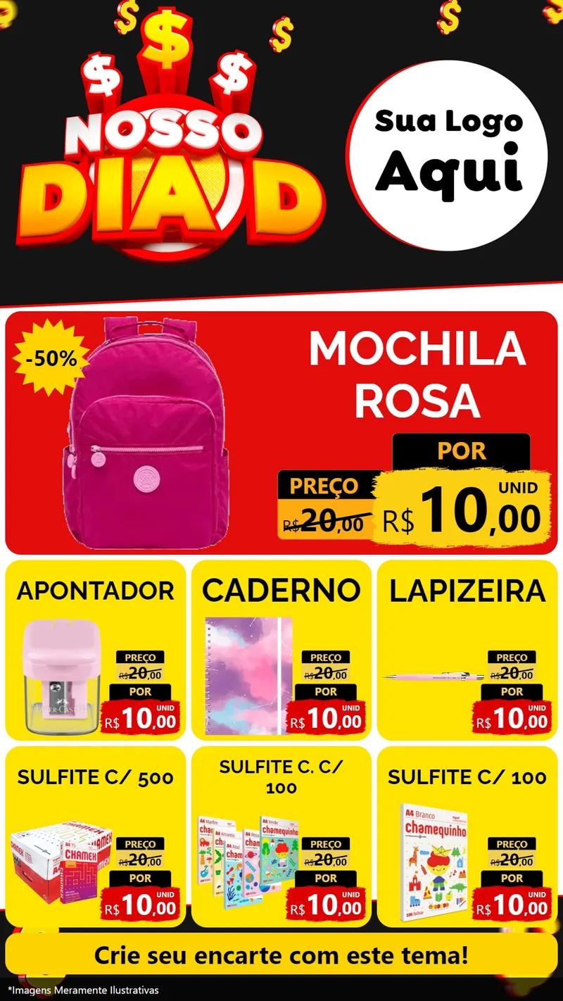Modelo de Rede Social para Stories com o tema Nosso Dia D para Papelaria