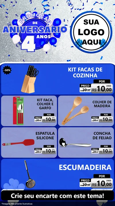 Modelo de TV para TV Vertical com o tema Promoção de Aniversário - 4 Anos para Utilidades Domésticas