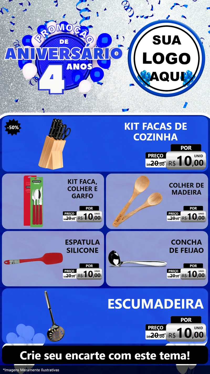 Modelo de TV para TV Vertical com o tema Promoção de Aniversário - 4 Anos para Utilidades Domésticas