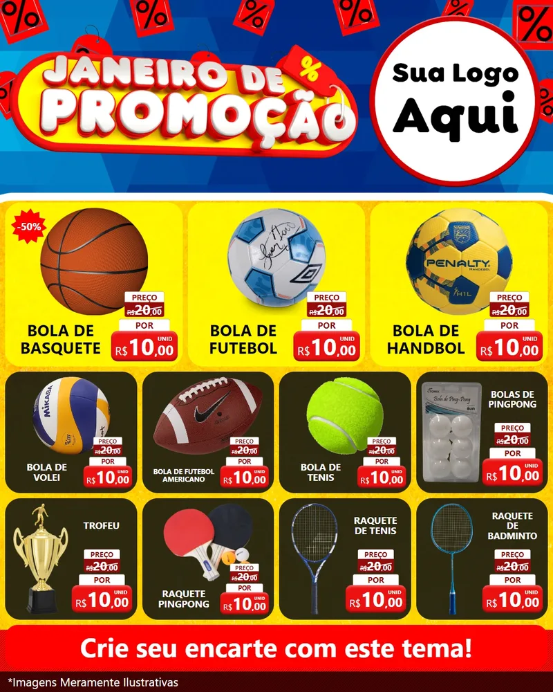 Modelo de Rede Social para Feed Instagram com o tema Janeiro de Promoção para Artigos Esportivos