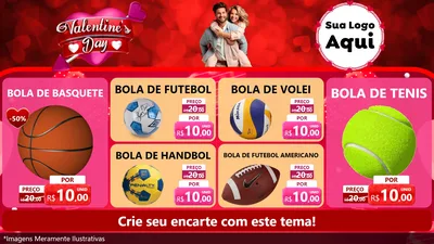 Modelo de TV para TV Horizontal com o tema Valentine's Day para Artigos Esportivos
