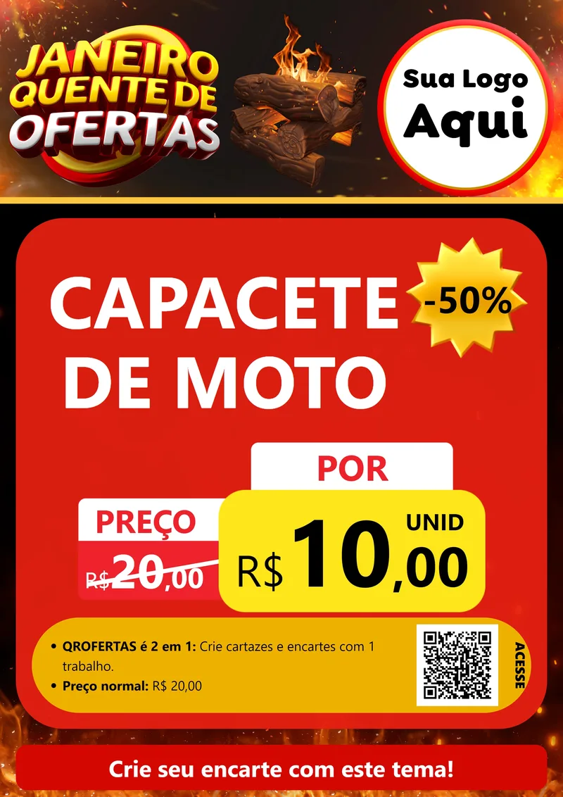 Modelo de Cartaz para Cartaz A4 Vertical com o tema Janeiro Quente de Ofertas para Moto peças