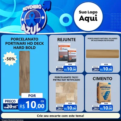 Modelo de Rede Social para Feed Facebook com o tema Novembro Azul para Pisos e revestimentos