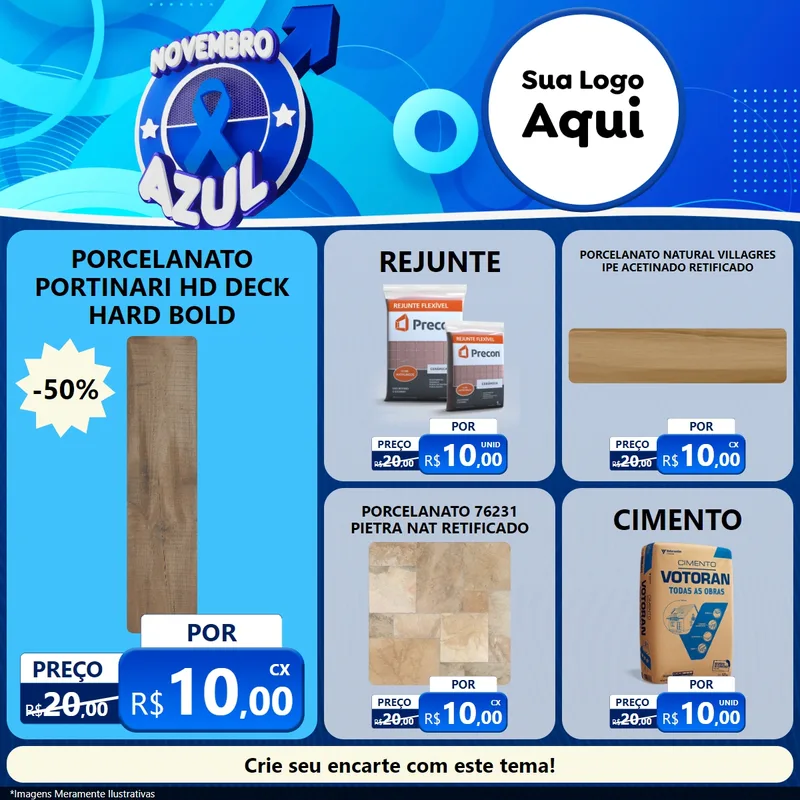 Modelo de Rede Social para Feed Facebook com o tema Novembro Azul para Pisos e revestimentos