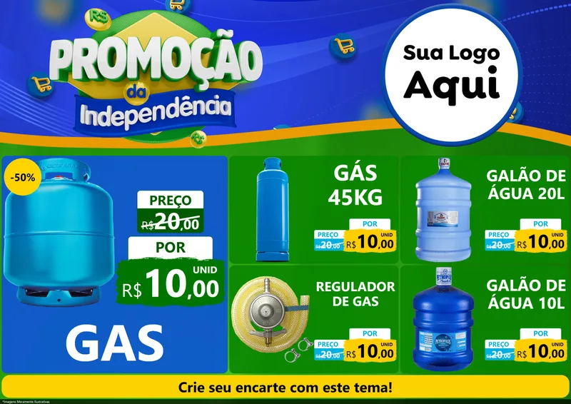 Modelo de Encarte para Encarte A4 Horizontal com o tema Promoção da Independência para Água e gás