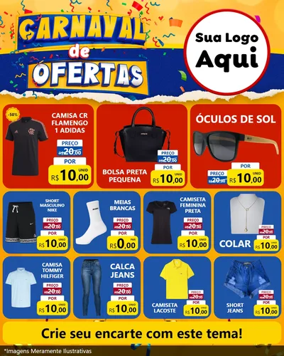 Modelo de Rede Social para Feed Instagram com o tema Carnaval de Ofertas para Roupas e acessórios