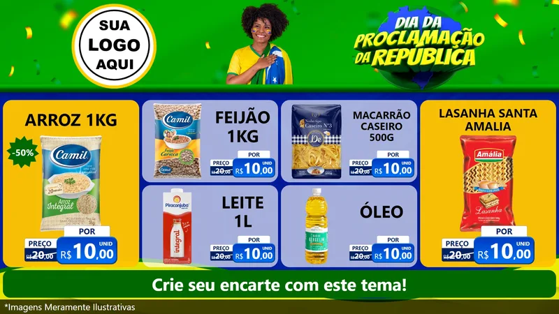 Modelo de TV para TV Horizontal com o tema Dia Da Proclamação Da República para Supermercado