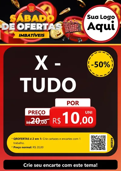 Modelo de Cartaz para Cartaz A4 Vertical com o tema Sábado de Ofertas Imbatíveis para Hamburgueria