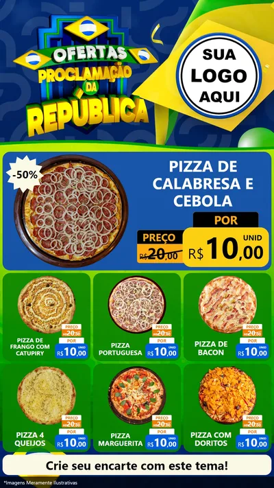 Modelo de Rede Social para Stories com o tema Ofertas Proclamação da República para Pizzaria