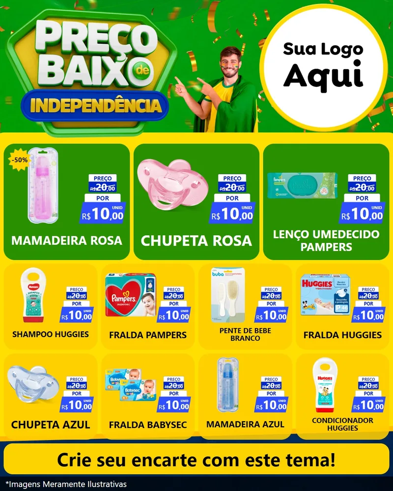 Modelo de Rede Social para Feed Instagram com o tema Preço Baixo de Independência para Bebês