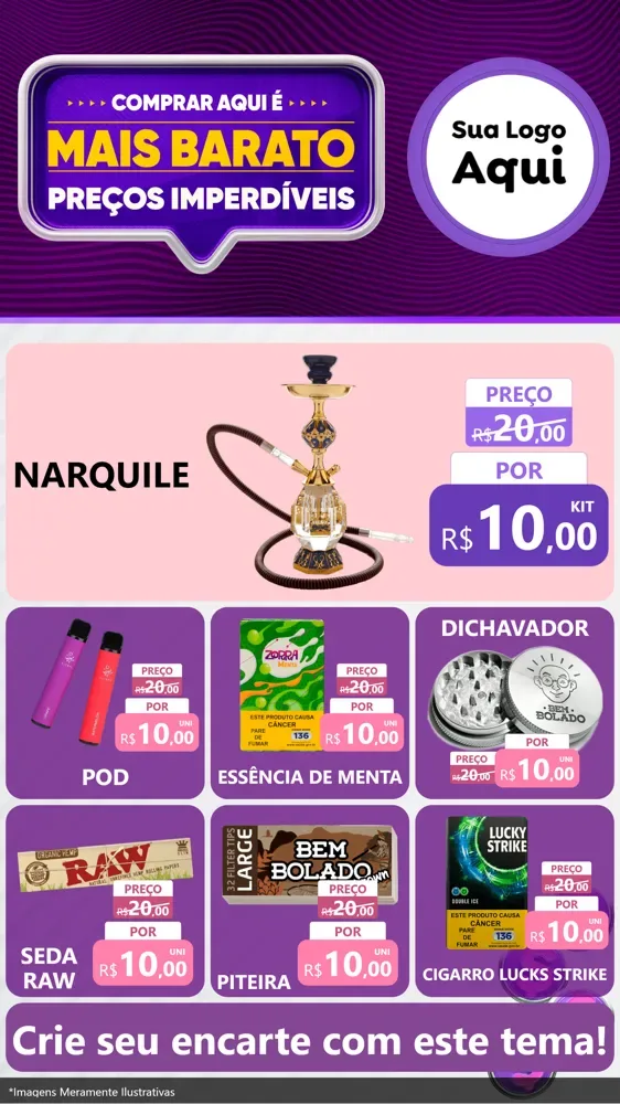 Modelo de Rede Social para Stories com o tema Mais Barato para Tabacaria