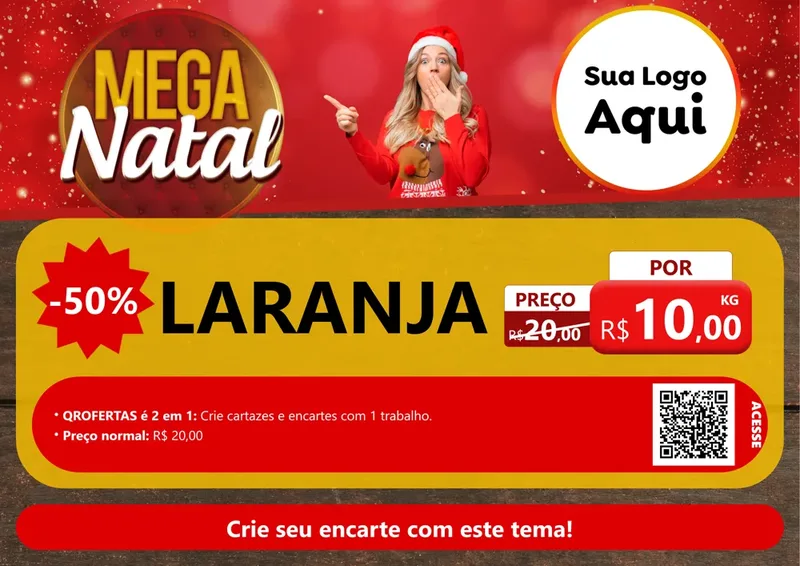 Modelo de Cartaz para Cartaz A4 Horizontal com o tema Mega Natal para Hortifrúti